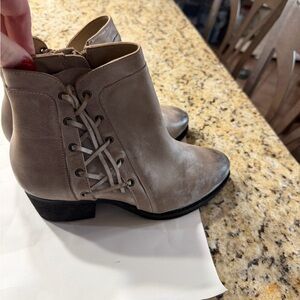 EliteStyle Taupe Lace-Up Ankle Booties